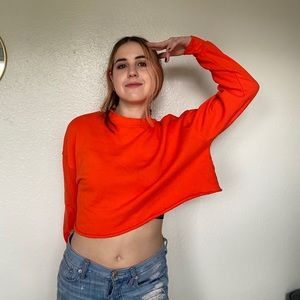 Orange red crop sweatshirt